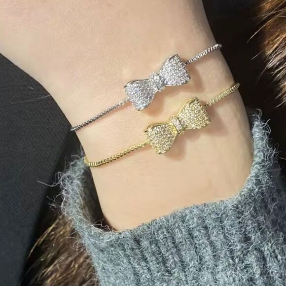 Silver Diamond Bowtie Bracelet - Picture 3 of 3